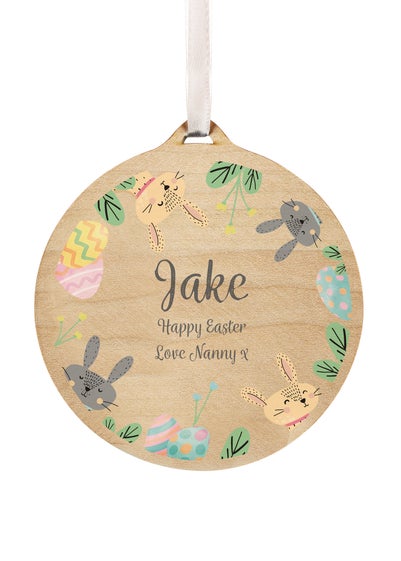 Personalised Memento Company Light Brown Easter Bunny Wooden Decoration