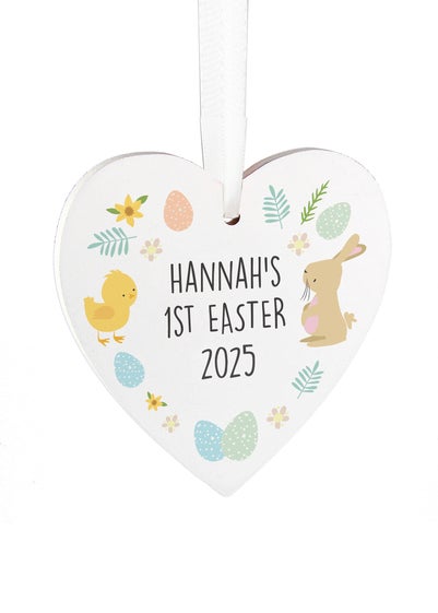 Personalised Memento Company White First Easter Heart Tree Decoration