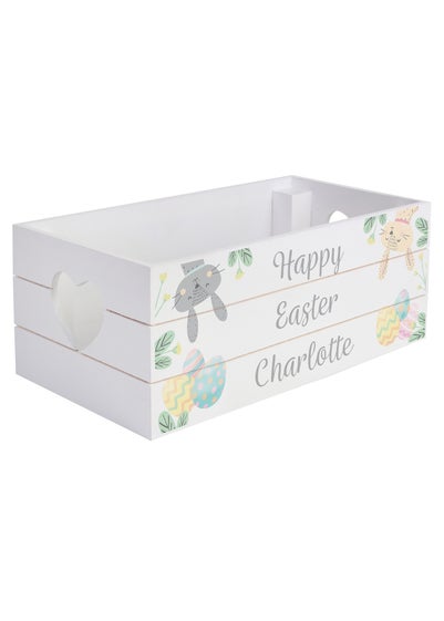 Personalised Memento Company White Easter Egg Hunt Small Wooden Crate