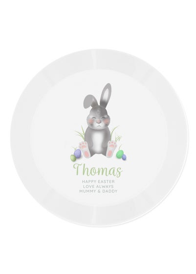 Personalised Memento Company White Easter Bunny Plastic Plate