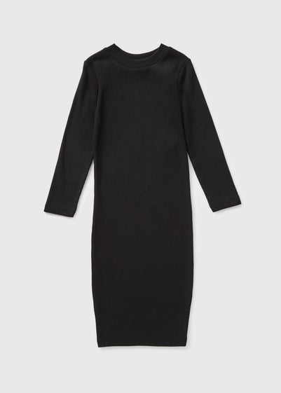 Girls Black Ribbed Dress (7-15yrs)