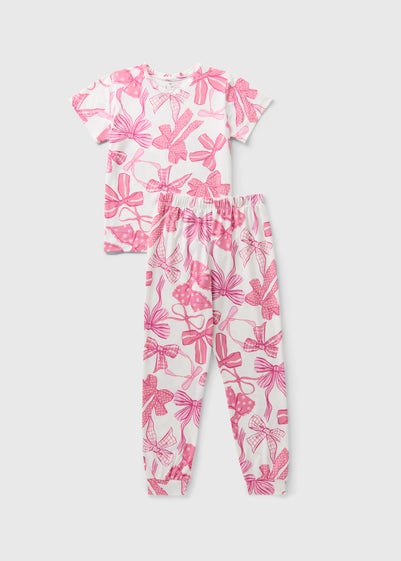 Girls Pink Bow Pyjama Set (1-13yrs)