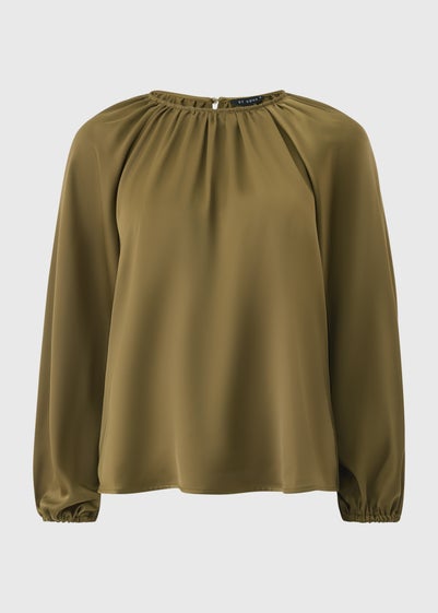 Et Vous Olive Satin Blouse
