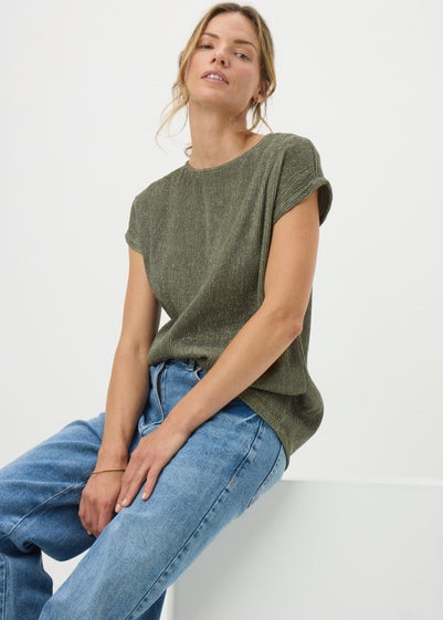 Khaki Sparkle Yarn Top