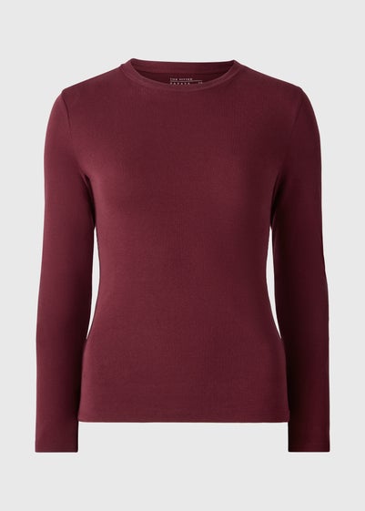 Burgundy Fitted Long Sleeve Jumper