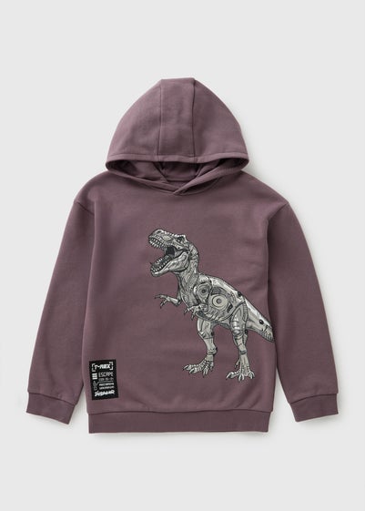 Boys Brown T-Rex Hoodie (7-15yrs)