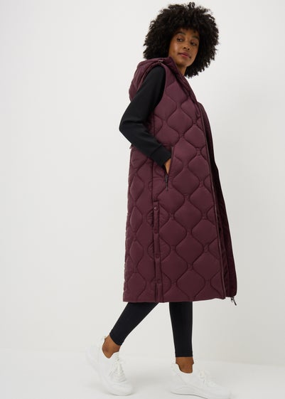 Souluxe Burgundy Longline Padded Gilet