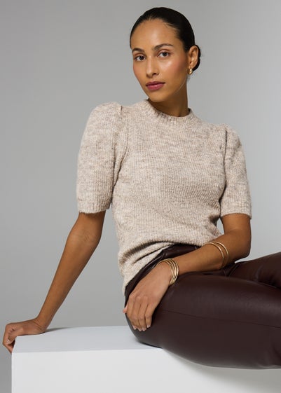 Et Vous Taupe Fluffy Knit T-Shirt