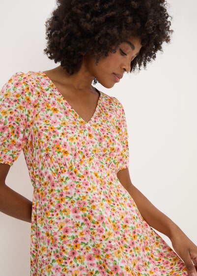 Multicolour Floral Midi Tea Dress
