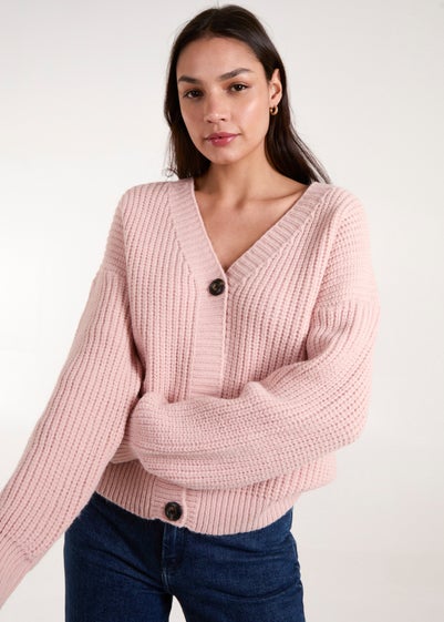 Blue Vanilla Pink Button Front Cardigan