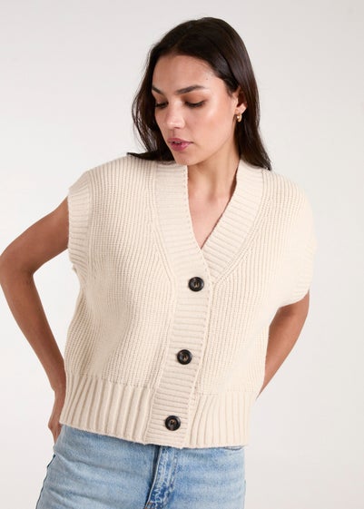 Blue Vanilla Stone Knitted Button Front Vest