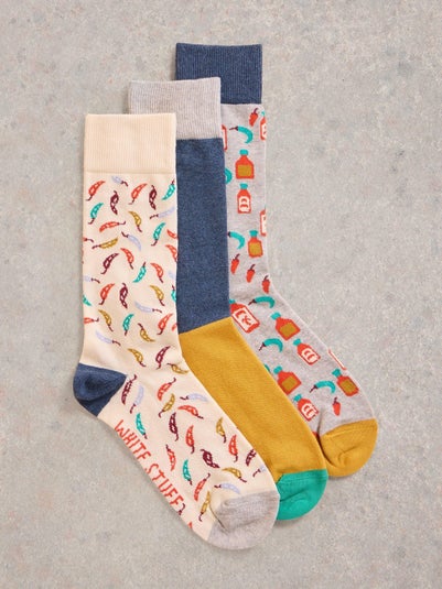 3-er Pack Socken mit Chillimotiven