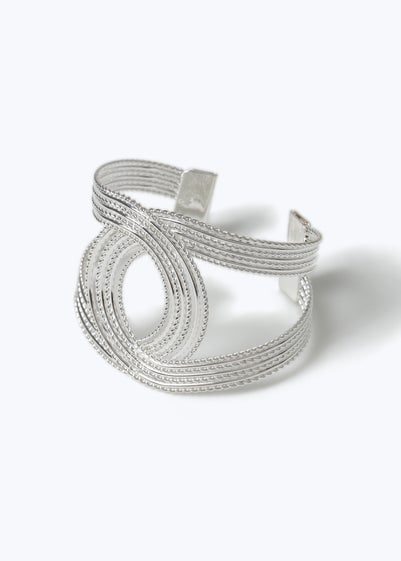 Muse Silver Textured Loop Cuff Bracelet