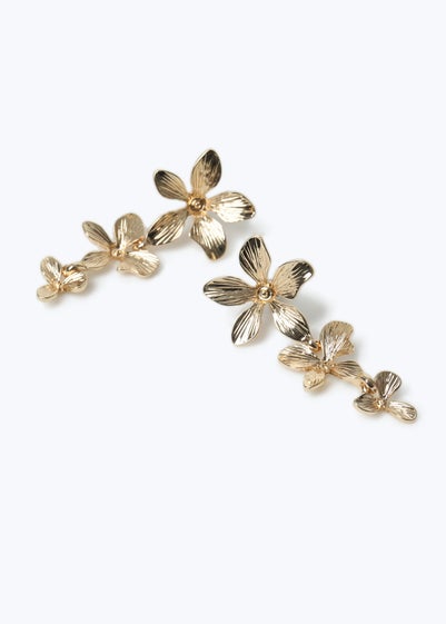 Muse Gold 3 Flower Drop Earrings