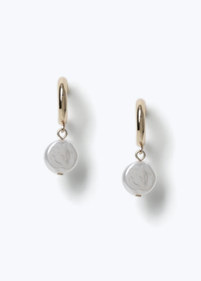 Muse Gold Chunky Hoop & Pearl Drop Earrings