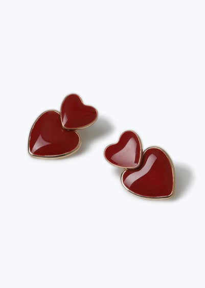 Muse Red Enamel Heart Drop Earrings