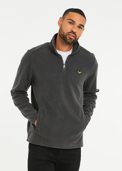 Threadbare Charcoal Blade Quarter Zip Fleece Sweatshirt
