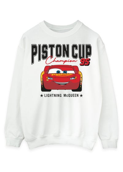 Disney Cars Lightning McQueen Piston Cup Champions White Sweatshirt