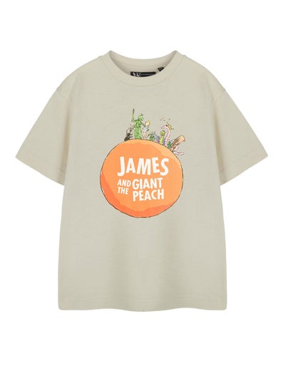 Roald Dahl James & The Giant Peach Unisex Kids Beige T-Shirt (3-14 Years)