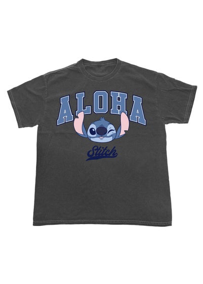 Disney Lilo & Stitch Aloha Charcoal Washed Boyfriend Fit T-Shirt