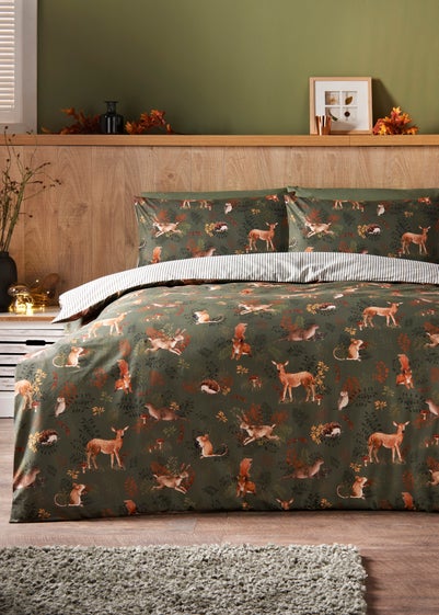 Green Woodland Animal Duvet Set