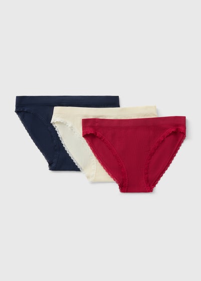 3 Pack Burgundy High Leg Seamless Briefs