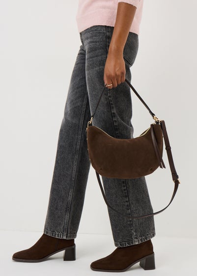 Brown Suede Slouch Bag