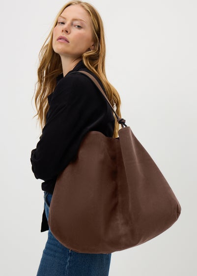Brown Suede Tote Bag