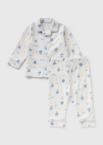 Baby Blue Air Balloon Button Pyjama Set (Newborn-23mths)