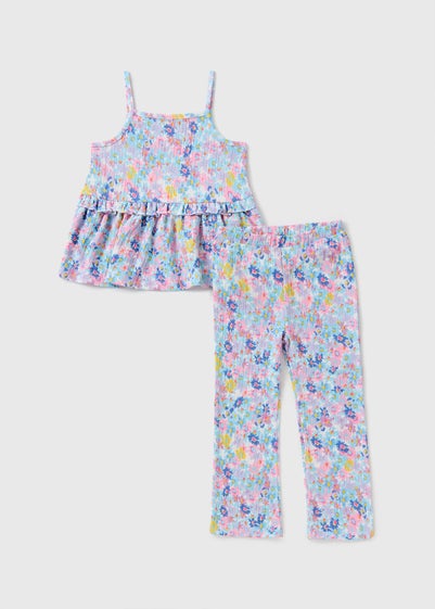 Girls Multicolour Floral Top & Trouser Set (1-7yrs)