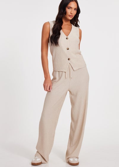 Quiz Stone V Neck Textured Waistcoat