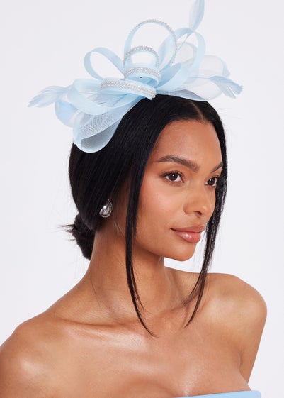 Quiz Light Blue Diamante Bow Headband Fascinator