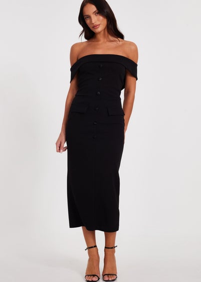 Quiz Black Bardot Midaxi Dress