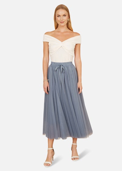 Yumi Blue Mesh Tulle Skirt