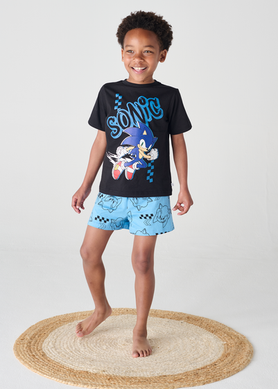 Sonic The Hedgehog Black/Blue Short Pyjama Set (4-12 Years)