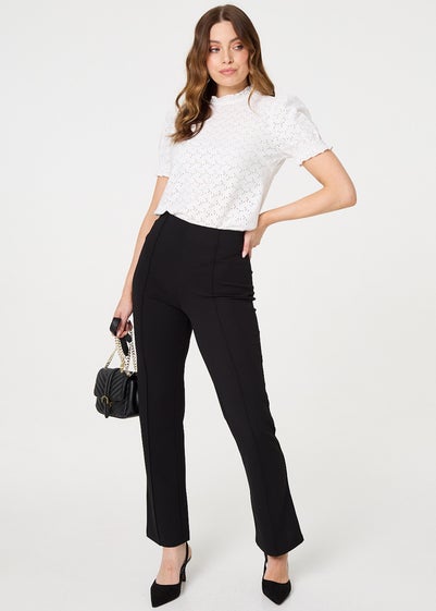 Izabel London Black High Waist Kick Flare Trousers