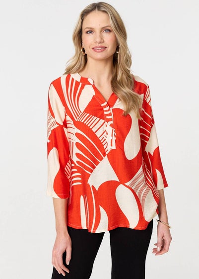 Izabel London Red Abstract Button Detail Blouse