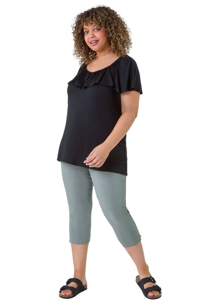 Roman Khaki Curve Cropped Stretch Trouser