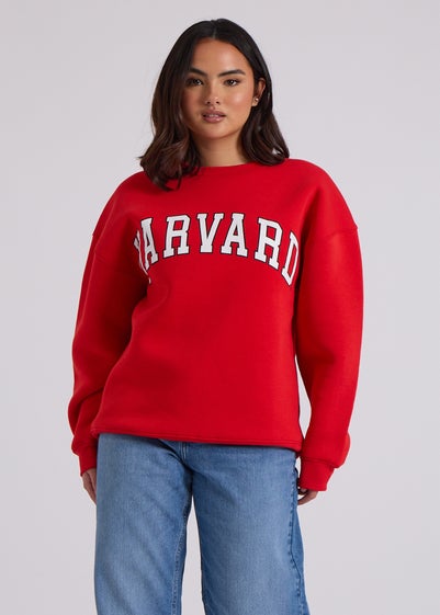 Urban Bliss Red Harvard Oversized Sweatshirt