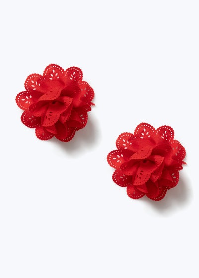 Flitzy Back To School Red Flower Clips