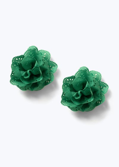 Flitzy Back To School Green Flower Clips