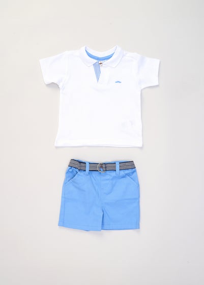 Little Gent Blue Polo Shirt & Belted Shorts Outfit Set (2-7 yrs)