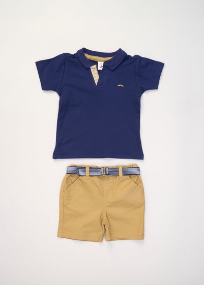 Little Gent Navy Polo Shirt & Belted Shorts Outfit Set (2-7 yrs)