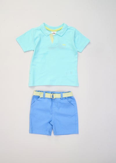 Little Gent Turquoise Polo Shirt & Belted Shorts Outfit Set (2-7 yrs)