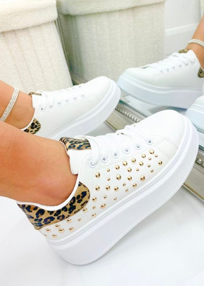 Love Lemonade Leopard Sparkly Statement Studs Chunky Trainers