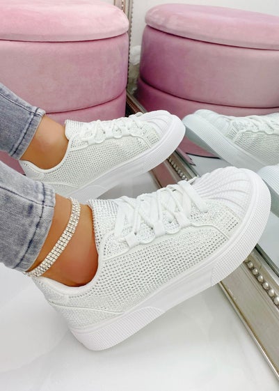 Love Lemonade White Sparkly Crystal Eternal Trainers