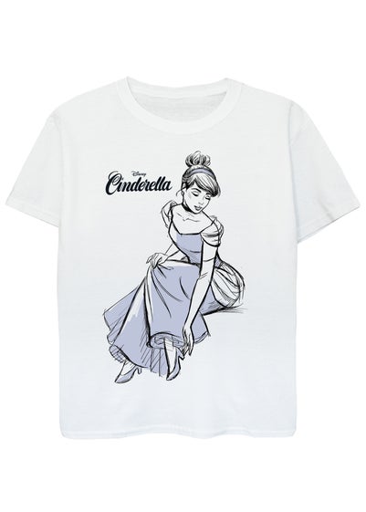 Disney Cinderella Sketch Girls White T-Shirt (3-13 Years)