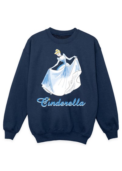 Disney Cinderella Pose Girls Navy Sweatshirt (3-13 Years)