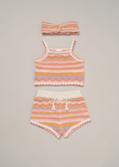 Miss Apricot True Knit Top, Shorts & Headband Outfit Set (2-7 yrs)