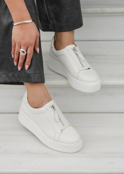 Linzi Piper White Faux Leather Platform Trainer